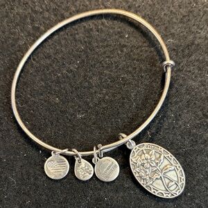 Alex and Ani Silver 'Friend' Floral Charm Bangle